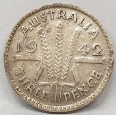 AUSTRALIA 1942M . THREEPENCE . MELBOURNE . VERY SCARCE
